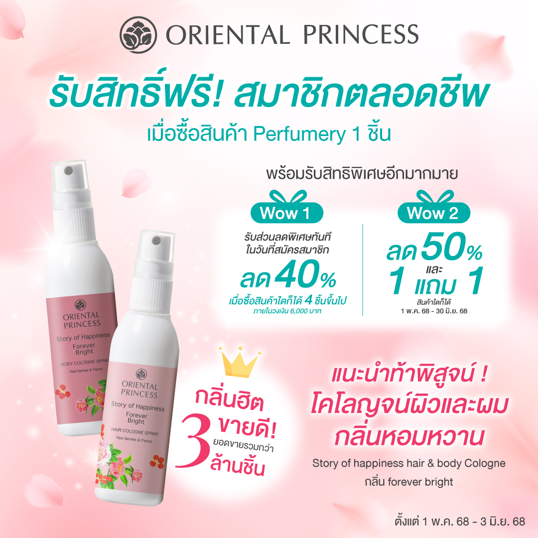 รับสิทธิ์ฟรี! สมาชิกตลอดชีพ เมื่อซื้อสินค้า Perfumery 1 ชิ้น